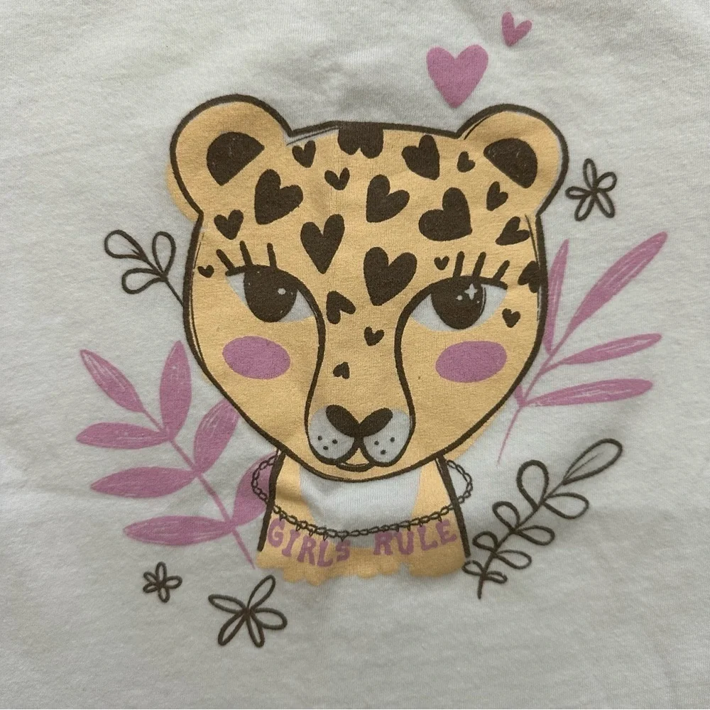 Carter’s White Kids Shirt with Leopard Print Design Size S